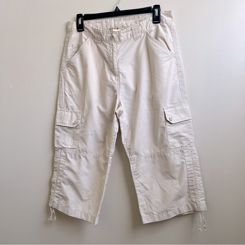 Woolrich Womens Pants Light Beige stone Cargo Pocket Cropped Lightweight Size 8